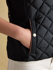 Joules Official Scone Navy Showerproof Diamond Quilted Gilet - Image 7 of 12
