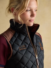 Joules Official Scone Navy Showerproof Diamond Quilted Gilet - Image 8 of 12