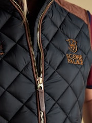 Joules Official Scone Navy Showerproof Diamond Quilted Gilet - Image 9 of 12