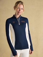 Joules Official Scone Navy 1/4 Zip Long Sleeve Top - Image 1 of 11