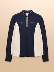 Joules Official Scone Navy 1/4 Zip Long Sleeve Top - Image 11 of 11