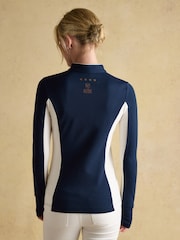 Joules Official Scone Navy 1/4 Zip Long Sleeve Top - Image 2 of 11