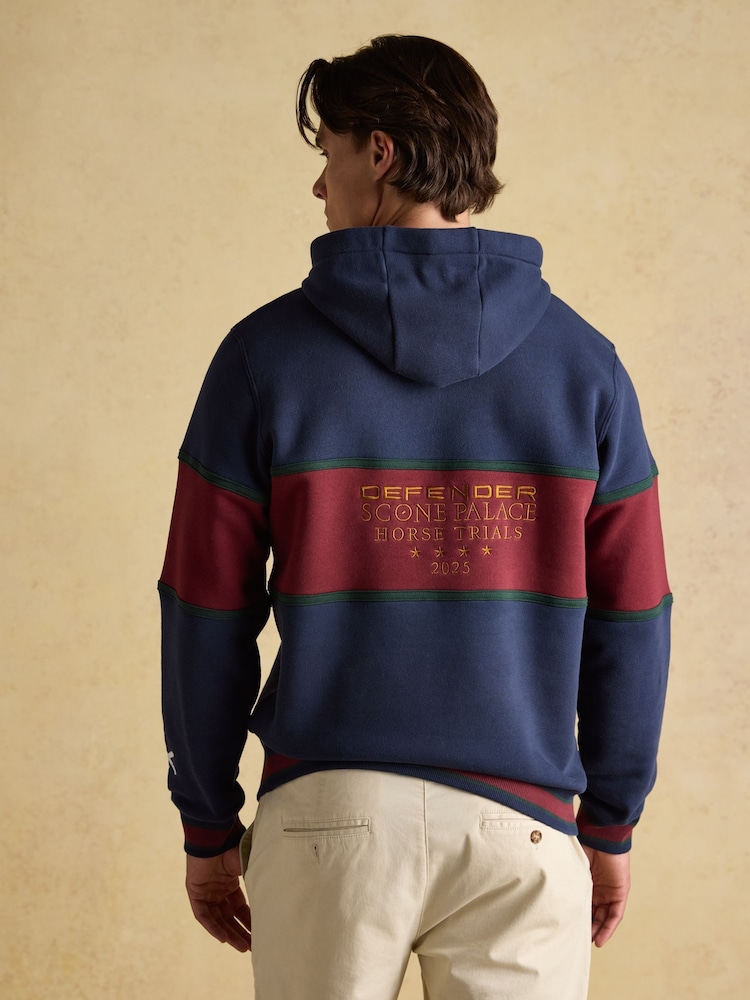 Joules Official Scone Navy Colourblock Hoodie - Image 2 of 8