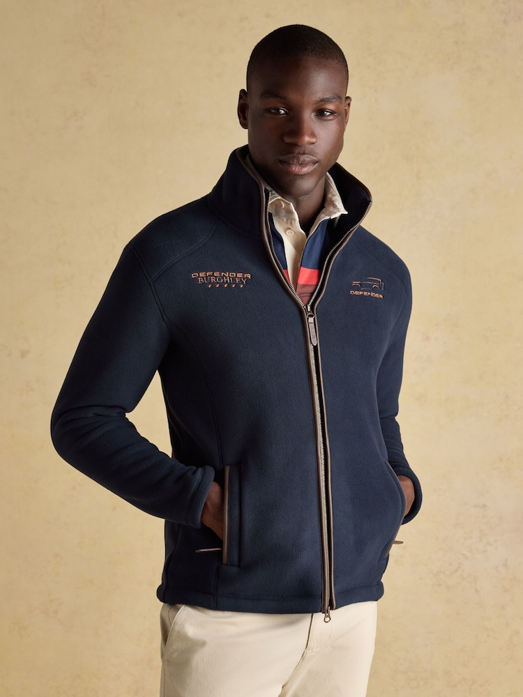 Joules Official Burghley Navy Full Zip Fleece Gilet - Image 1 of 9 Joules Official Burghley Navy Full Zip Fleece Gilet - Image 1 of 9