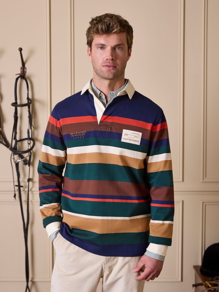 Joules Official Burghley Multi Stripe Unisex Rugby Shirt - Image 1 of 15 Joules Official Burghley Multi Stripe Unisex Rugby Shirt - Image 1 of 15