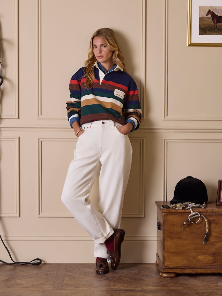 Joules Official Burghley Multi Stripe Unisex Rugby Shirt - Image 2 of 15 Joules Official Burghley Multi Stripe Unisex Rugby Shirt - Image 2 of 15