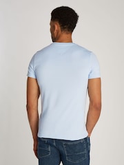 Tommy Hilfiger Blue Slim 100% Cotton T-Shirt With Embroidered Logo - Image 2 of 7