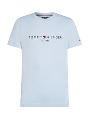 Tommy Hilfiger Blue Slim 100% Cotton T-Shirt With Embroidered Logo - Image 5 of 7