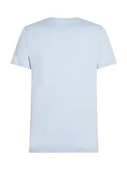 Tommy Hilfiger Blue Slim 100% Cotton T-Shirt With Embroidered Logo - Image 6 of 7