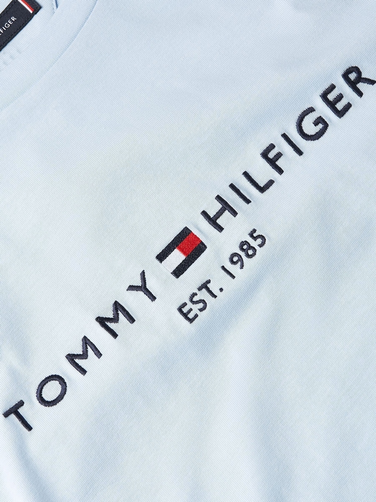 Tommy Hilfiger Blue Slim 100% Cotton T-Shirt With Embroidered Logo - Image 7 of 7