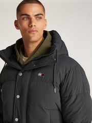Tommy Jeans Black Relaxed Branded Puffer Jacket - Image 4 of 7