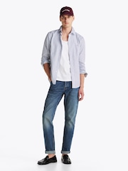 Tommy Hilfiger Blue Regular Fit Flex 100% Cotton Classic Poplin Stripe Shirt - Image 3 of 5