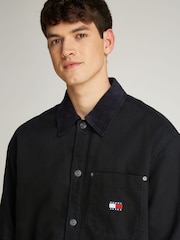 Tommy Jeans Black Relaxed Canvas 100% Cotton Corduroy Overshirt - Image 3 of 7