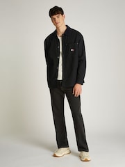 Tommy Jeans Black Relaxed Canvas 100% Cotton Corduroy Overshirt - Image 4 of 7