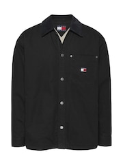 Tommy Jeans Black Relaxed Canvas 100% Cotton Corduroy Overshirt - Image 5 of 7