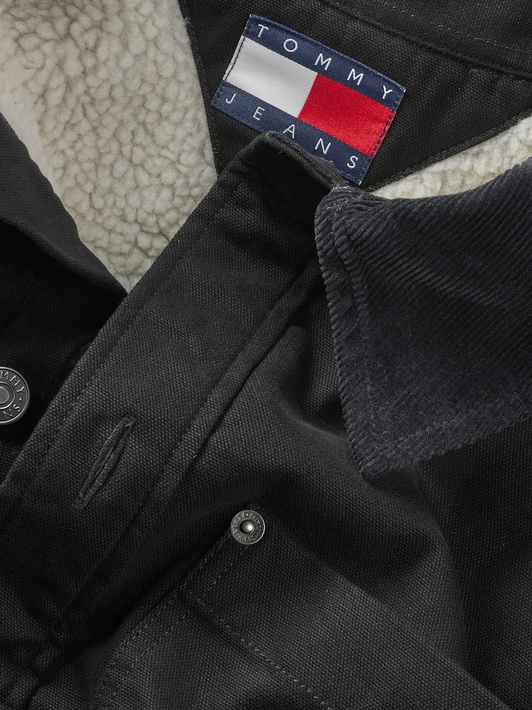 Tommy Jeans Black Relaxed Canvas 100% Cotton Corduroy Overshirt - Image 7 of 7