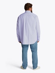 Tommy Hilfiger Blue Regular Fit Plus Flex Poplin Stripe 100% Cotton Shirt - Image 2 of 6