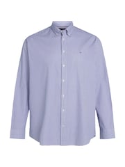 Tommy Hilfiger Blue Regular Fit Plus Flex Poplin Stripe 100% Cotton Shirt - Image 5 of 6