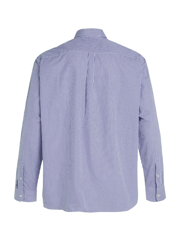 Tommy Hilfiger Blue Regular Fit Plus Flex Poplin Stripe 100% Cotton Shirt - Image 6 of 6