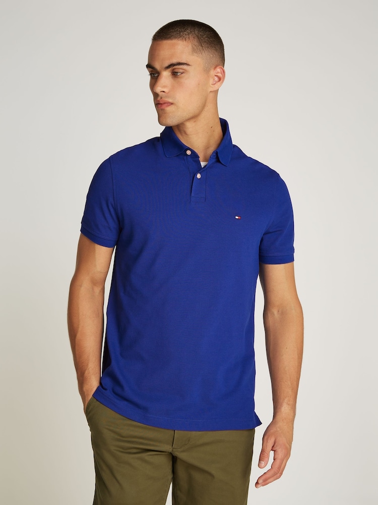 Tommy Hilfiger Blue Regular Fit Stretch 1985 Cotton Polo Shirt - Image 1 of 7