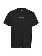 Tommy Jeans Black Relaxed Linear Logo 100% Cotton T-Shirt - Image 5 of 7
