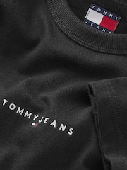 Tommy Jeans Black Relaxed Linear Logo 100% Cotton T-Shirt - Image 7 of 7