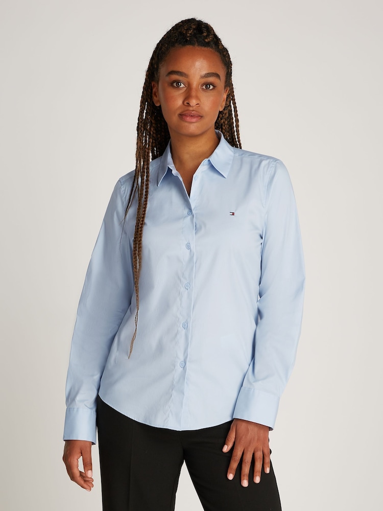 Tommy Hilfiger Blue Regular Fit Essential Poplin Shirt - Image 1 of 6