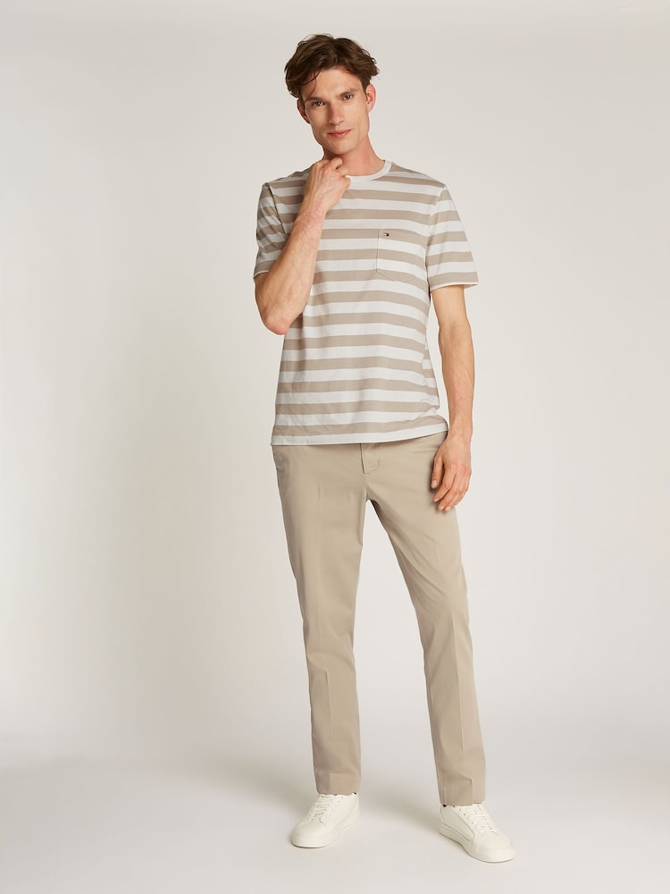 Tommy Hilfiger White Regular Fit Essential 100% Cotton T-Shirt With Patch Chest Pocket - Image 3 of 5