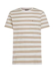 Tommy Hilfiger White Regular Fit Essential 100% Cotton T-Shirt With Patch Chest Pocket - Image 4 of 5