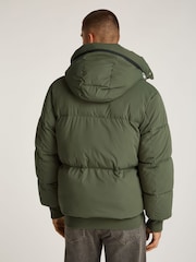 Tommy Jeans Green Relaxed Branded Puffer Jacket - Image 2 of 7