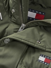 Tommy Jeans Green Relaxed Branded Puffer Jacket - Image 7 of 7