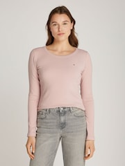 Tommy Hilfiger Pink Slim Fit Long Sleeve T-Shirt - Image 1 of 6