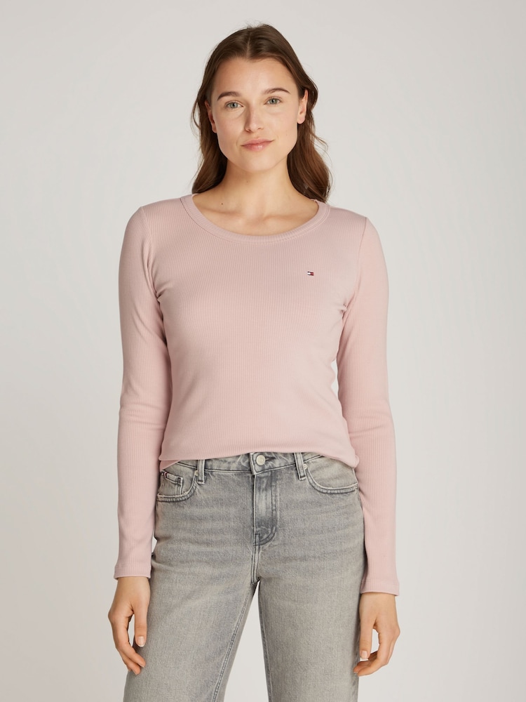 Tommy Hilfiger Pink Slim Fit Long Sleeve T-Shirt - Image 1 of 6