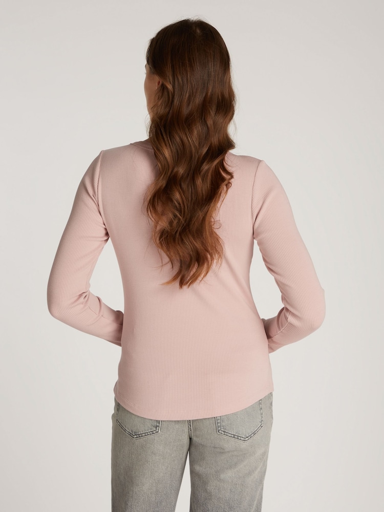 Tommy Hilfiger Pink Slim Fit Long Sleeve T-Shirt - Image 2 of 6