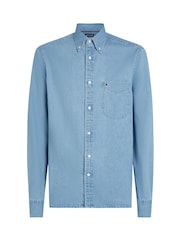 Tommy Hilfiger Blue Regular Fit Denim 100% Cotton Shirt - Image 5 of 6