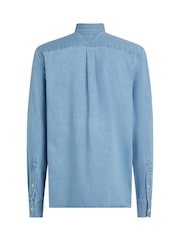Tommy Hilfiger Blue Regular Fit Denim 100% Cotton Shirt - Image 6 of 6