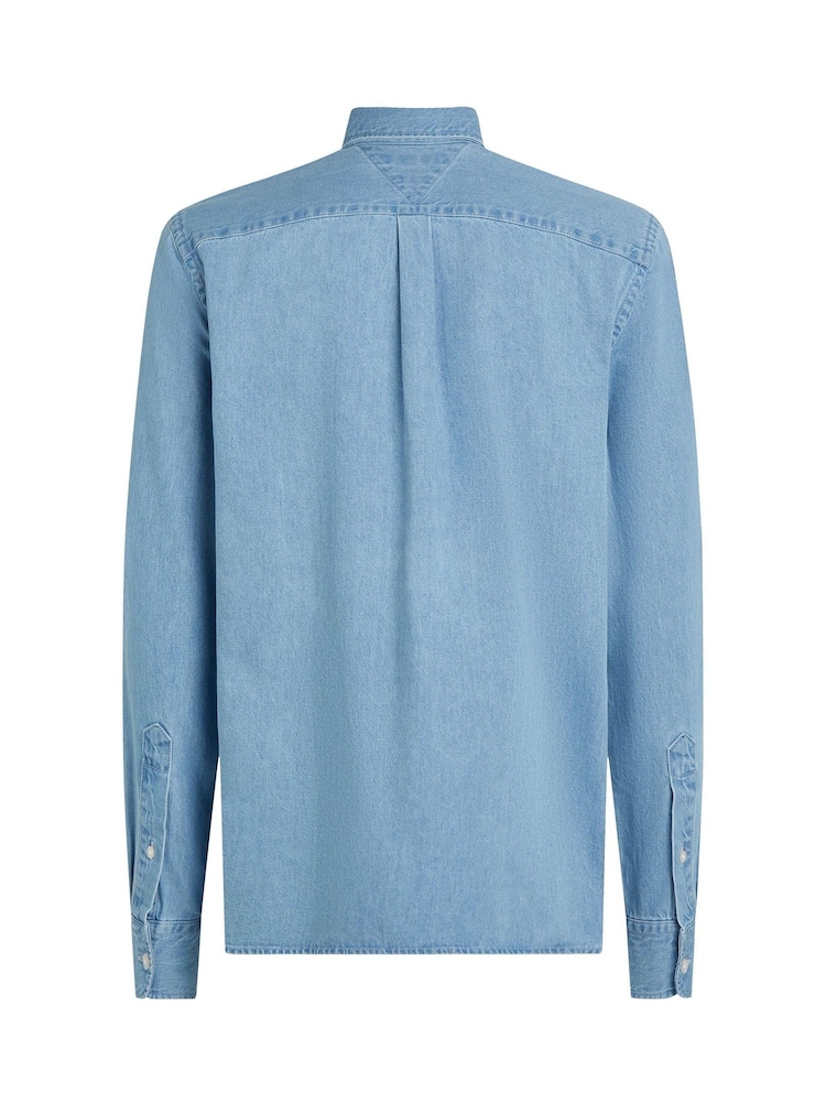 Tommy Hilfiger Blue Regular Fit Denim 100% Cotton Shirt - Image 6 of 6