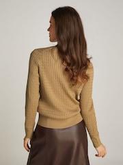 Tommy Hilfiger Natural Cotton Cable V-Neck Jumper - Image 2 of 6