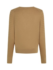 Tommy Hilfiger Natural Cotton Cable V-Neck Jumper - Image 6 of 6