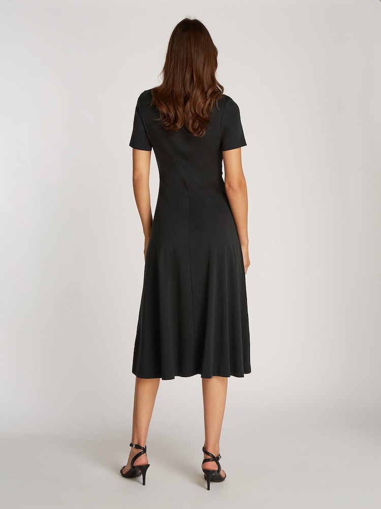 Tommy Hilfiger Black 100% Cotton Dress With Gold  Button - Image 2 of 5