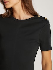 Tommy Hilfiger Black 100% Cotton Dress With Gold  Button - Image 3 of 5