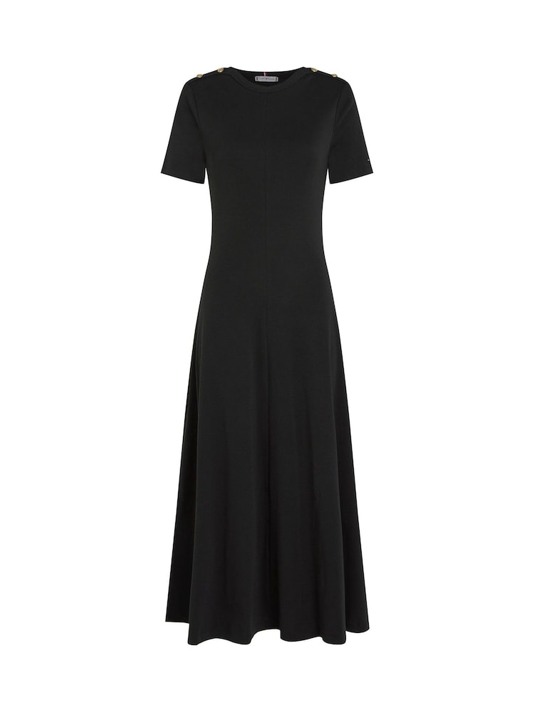 Buy Tommy Hilfiger Black 100% Cotton Dress With Gold Button from Next USA