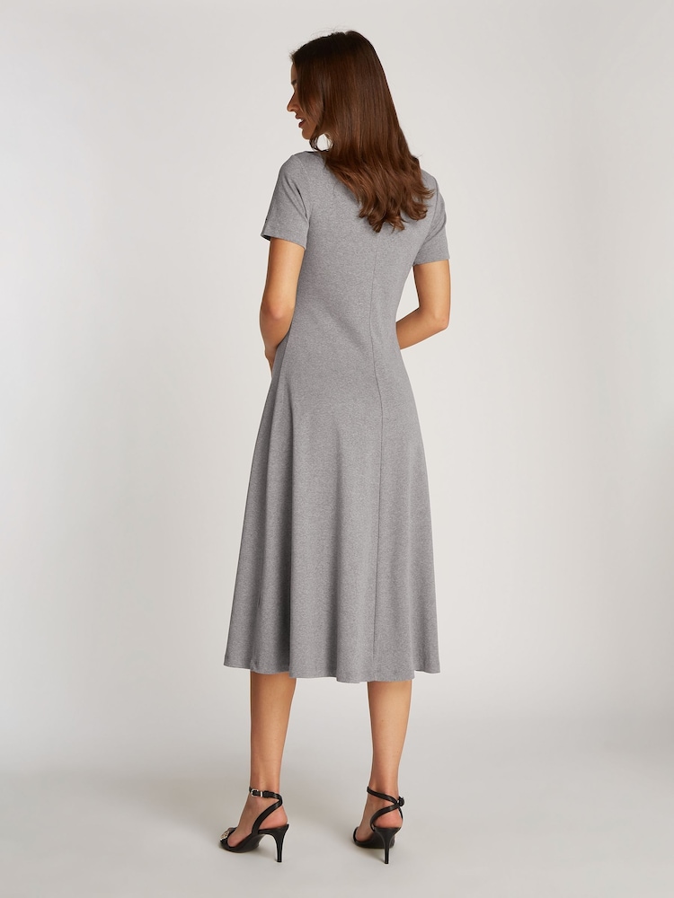 Tommy Hilfiger Grey 100% Cotton Dress With Gold  Button - Image 2 of 5