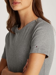 Tommy Hilfiger Grey 100% Cotton Dress With Gold  Button - Image 3 of 5