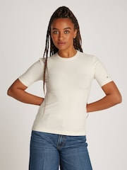 Tommy Hilfiger Natural Ribbed Crew Neck T-Shirt - Image 1 of 6