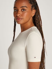 Tommy Hilfiger Natural Ribbed Crew Neck T-Shirt - Image 3 of 6