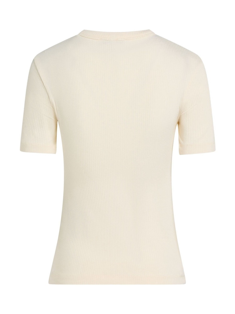 Tommy Hilfiger Natural Ribbed Crew Neck T-Shirt - Image 6 of 6