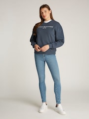 Tommy Hilfiger Blue Regular Fit Modern Crew Neck Sweatshirt - Image 4 of 6
