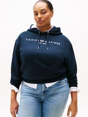Tommy Hilfiger Blue Curve Regular Fit Modern Logo Hoodie - Image 1 of 4