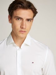 Tommy Hilfiger White Slim Flex Stretch Cotton Poplin Shirt - Image 3 of 6